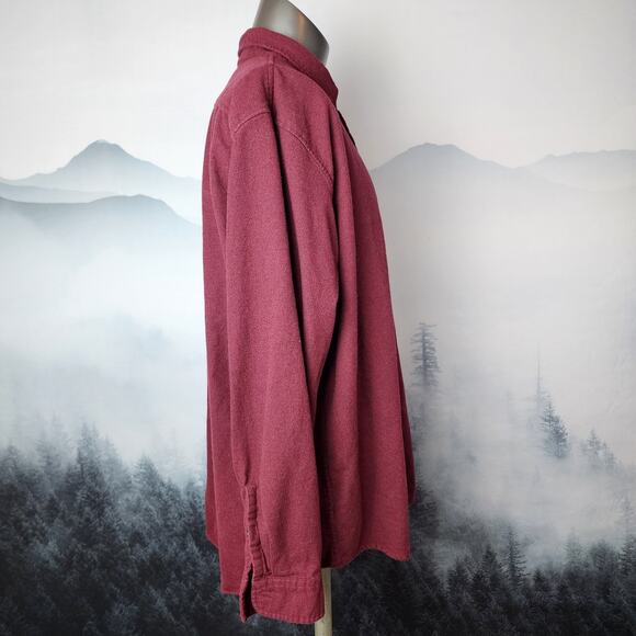 Land's End Big Casual Button Down Maroon Cotton Shirt | Men's XXL/T - Picture 4 of 15